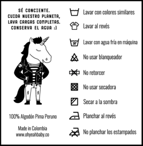 instrucciones de lavado camisetas y bodies bebé